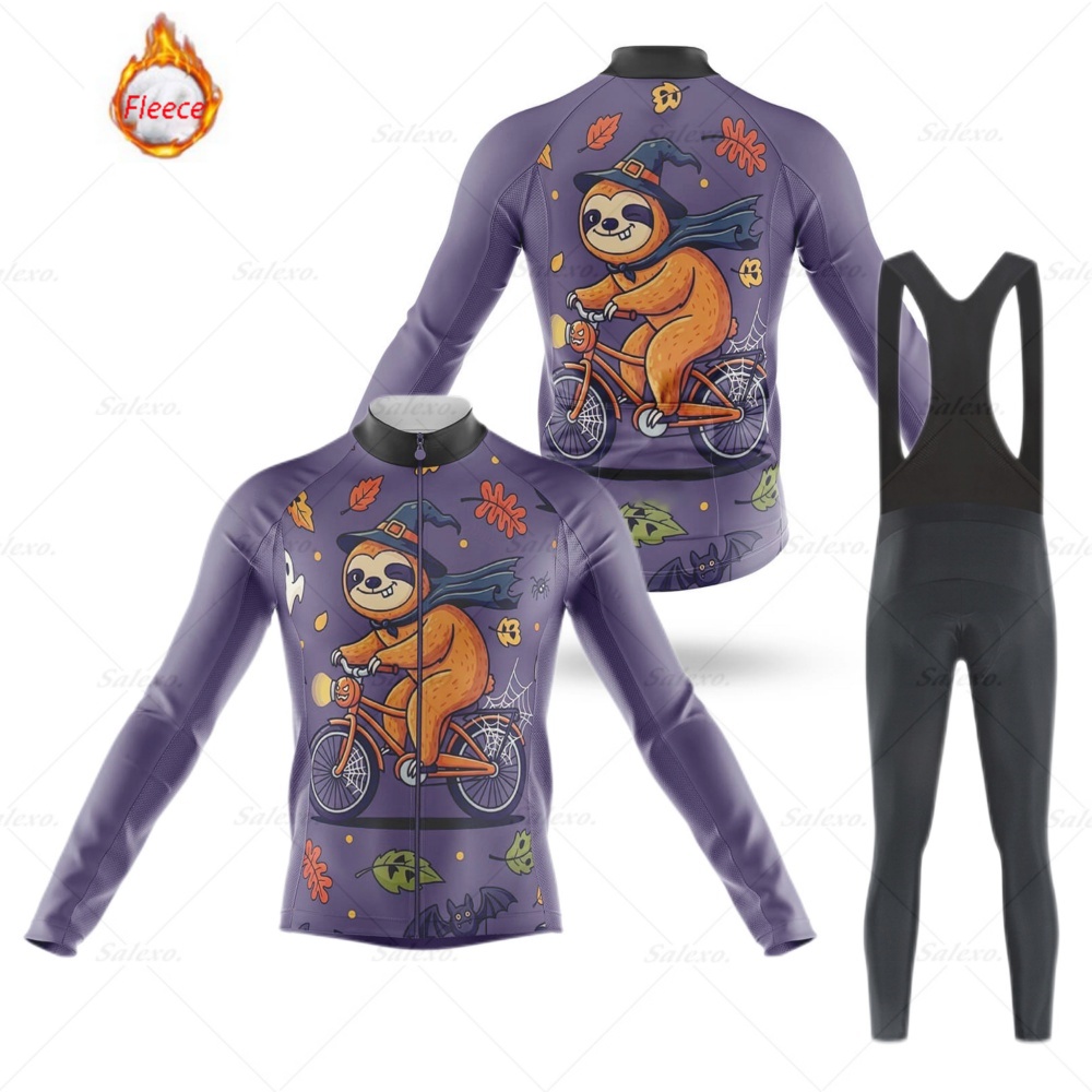 Winter Clothing Men Sale - 2026 漫画猫冬サイクリングジャージメンズサーマルフリース長袖レーススウェットシャツ MTB サイクリング服 Ropa Ciclismo
