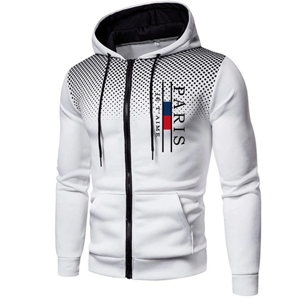 Winter Clothing Men Sale - メンズフード付きスウェットプリントカジュアルホット販売ジッパージャケットスポーツパンツ品質ジョギング男性服オフィスラウンドドットコート