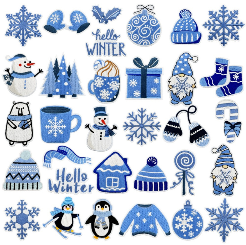 Winter Clothing Accessories - こんにちは冬の刺embroideredパッチ,衣類,帽子とバッグ,靴の修理用品,電話のギフトボックス,装飾アクセサリー,DIY, 10個