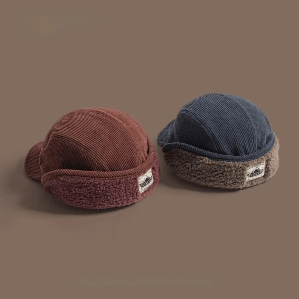 多用途レトロボンバーハットフリース裏地付き暖かいコーデュロイ - Winter Clothing Accessories のレビューと価格