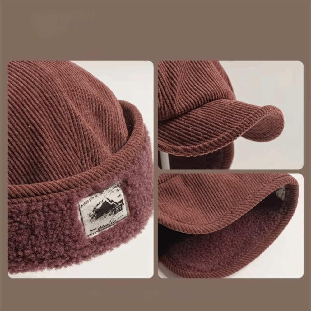 多用途レトロボンバーハットフリース裏地付き暖かいコーデュロイ - Winter Clothing Accessories のレビューと価格