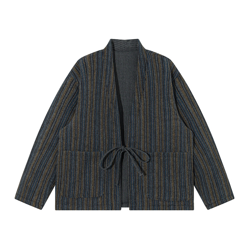 和風ストライプ着物ジャケット 秋冬コート ストリートウェア  - Traditional Winter Japanese Clothing のレビューと価格
