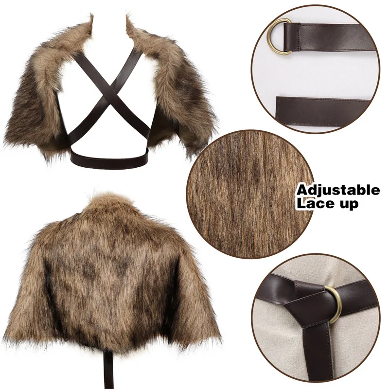 バイキングマント フェイクファー襟付きケープ 中世冬服 キン - Winter Clothing Accessories のレビューと価格