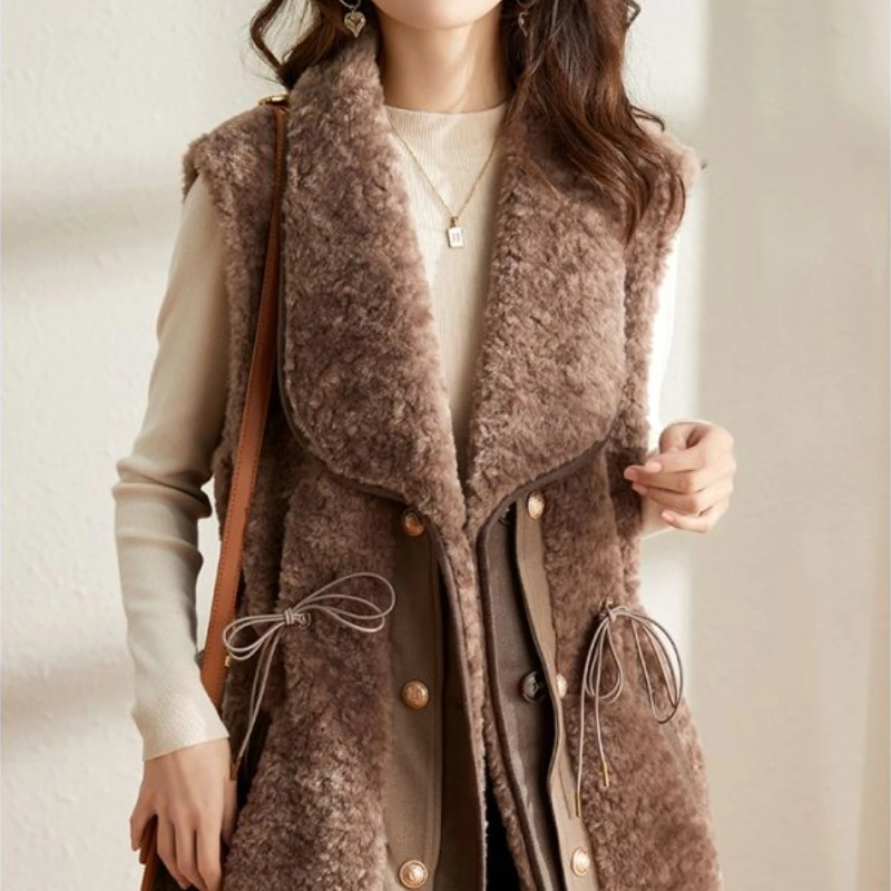 女性の豪華な子羊のベスト,クラシックな女性のコート,寒い冬の - Winter Clothing On Sale Women'S のレビューと価格