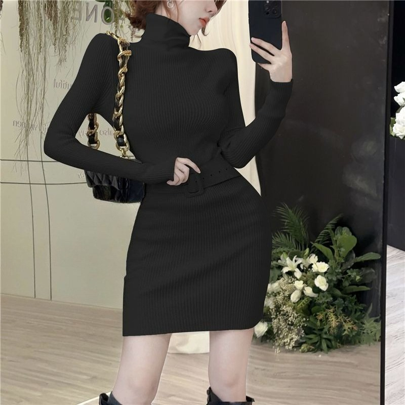 ボディコンタートルネックショートスキニークロシェドレス女性用 - Winter Clothing On Sale Women'S のレビューと価格