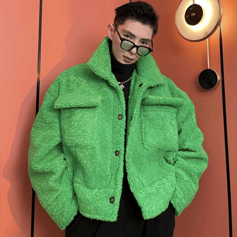 男性のための子羊のぬいぐるみジャケット、厚手の綿、短いゆった - Winter Clothing Trends のレビューと価格