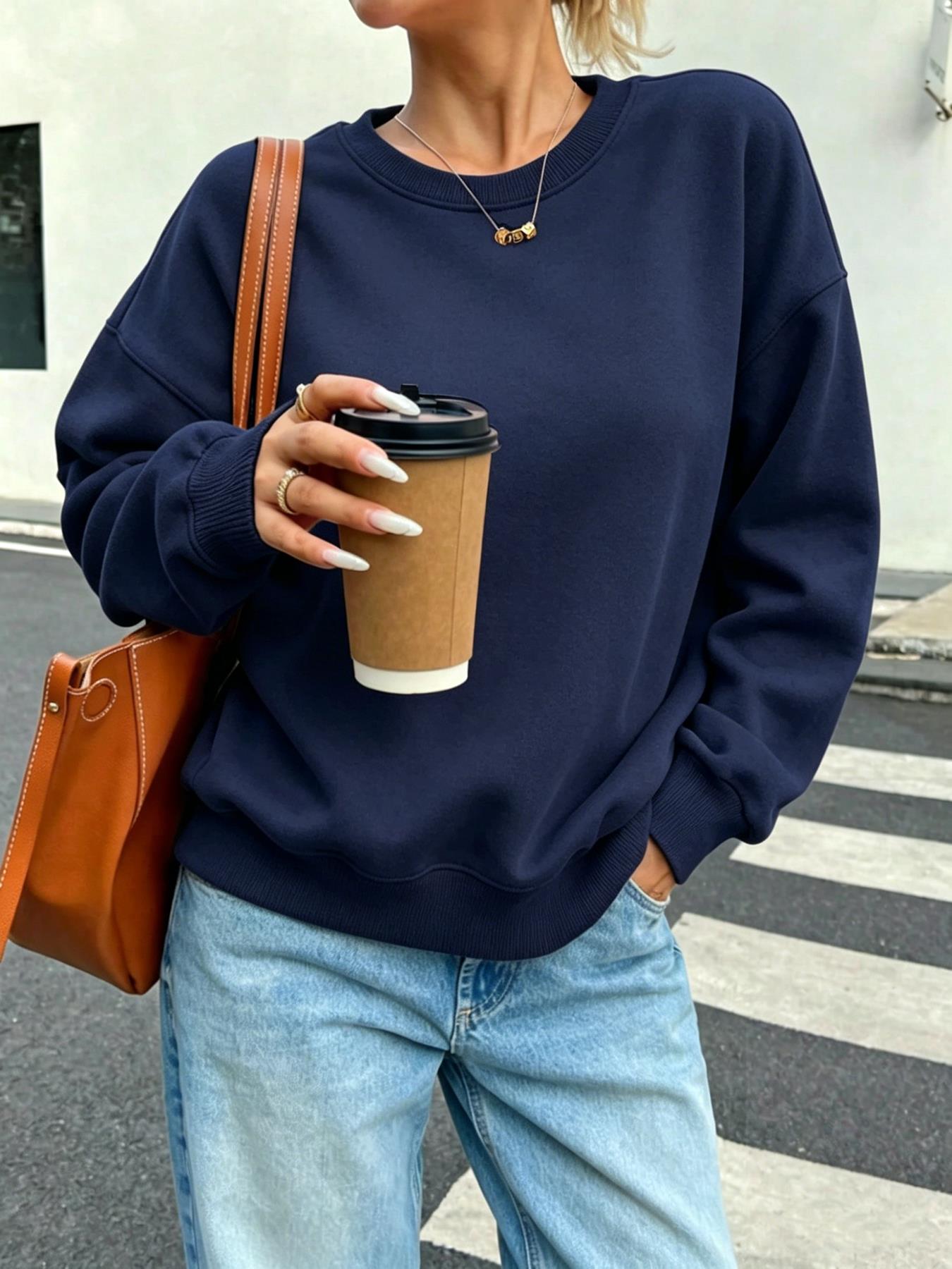 ソリッドレディースカジュアルスウェットシャツ Oネック スト - Winter Clothing On Sale Women'S のレビューと価格