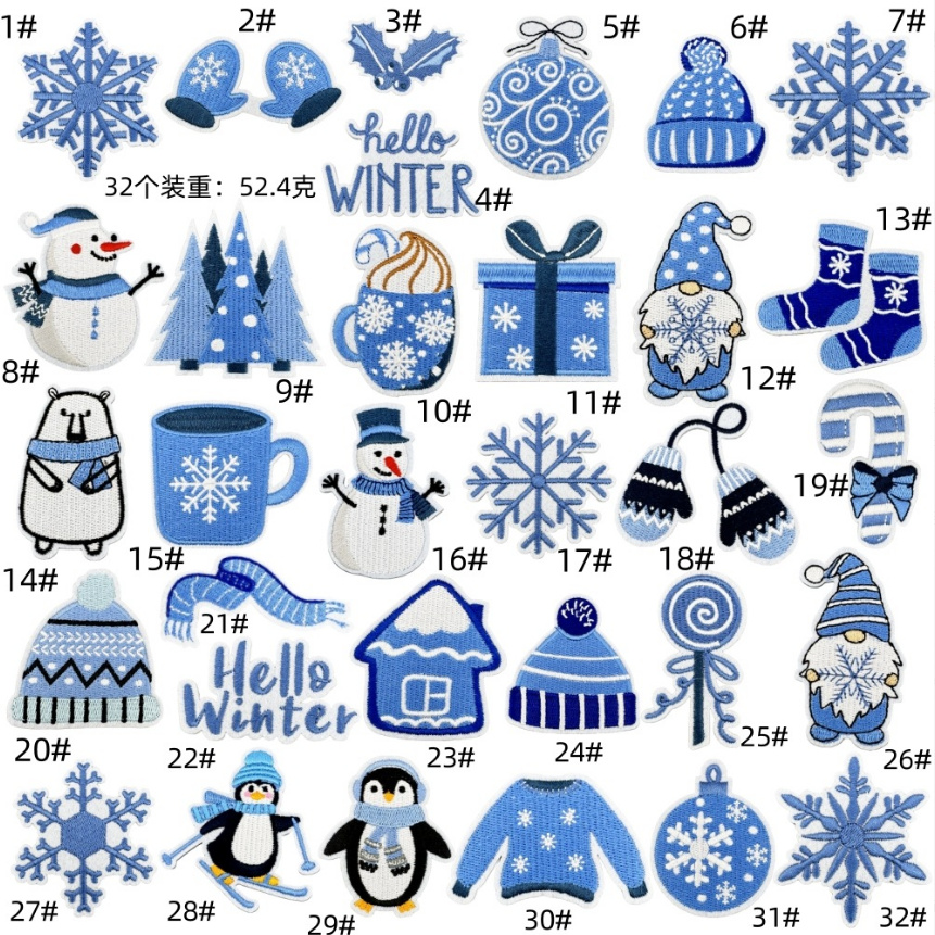 こんにちは冬の刺embroideredパッチ,衣類,帽子とバ - Winter Clothing Accessories のレビューと価格